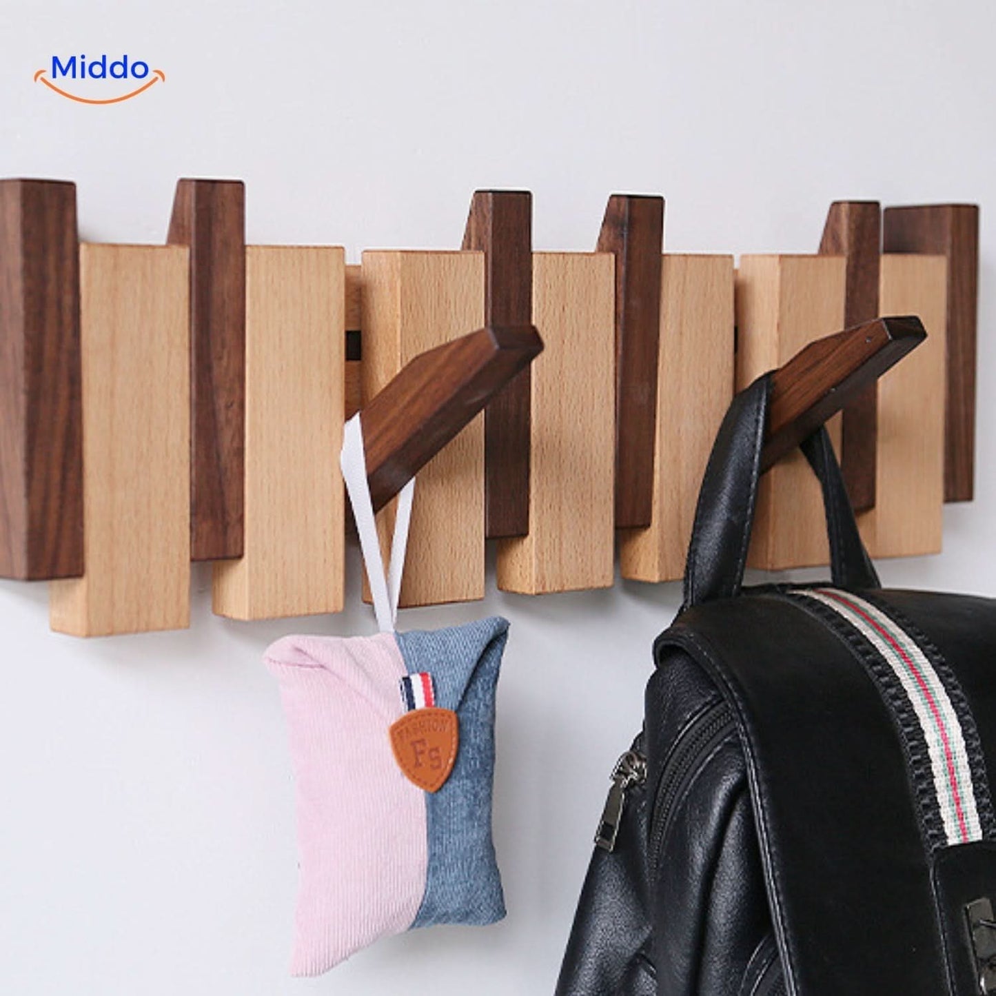 Rustic Wood Piano Hook Coat Rack