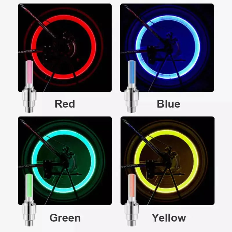 Bright LED Bike Valve Lights for Night Cycling
