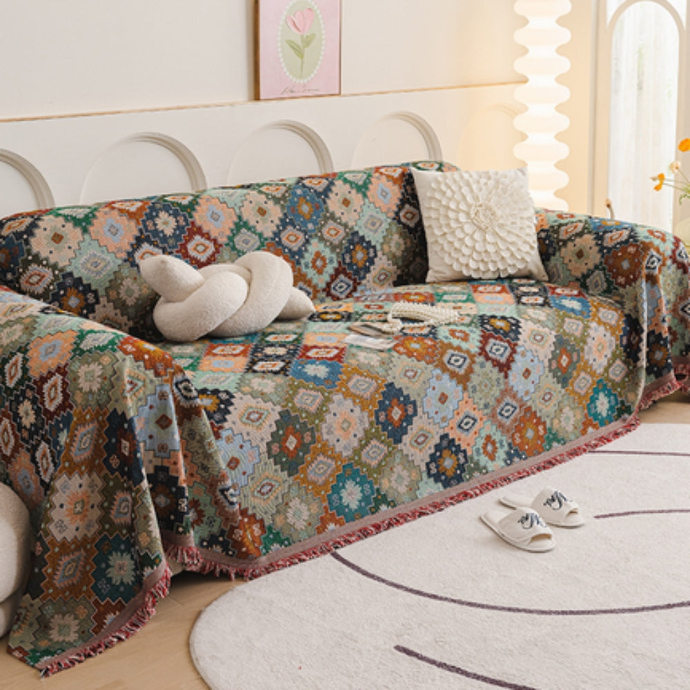 Stylish Jewel Tone Mosaic Couch Cover
