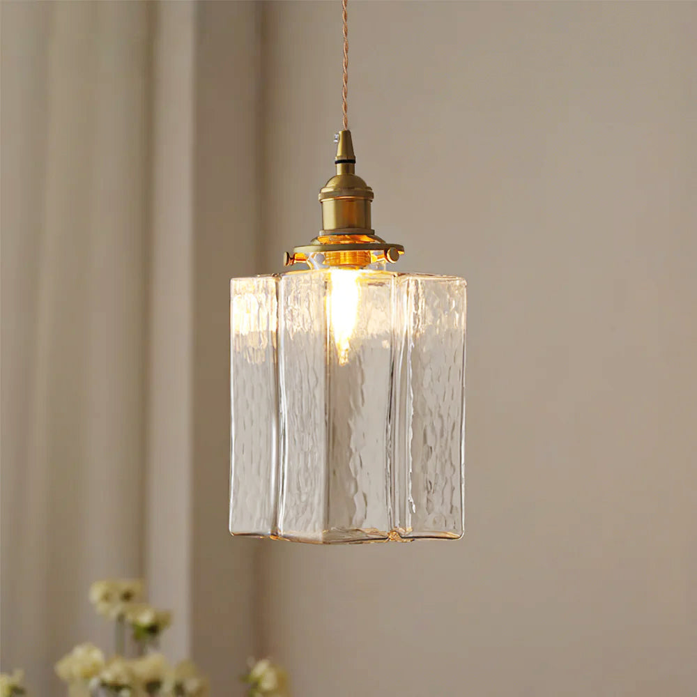 Brass Glass Pendant Light Adjustable Ceiling Lamp