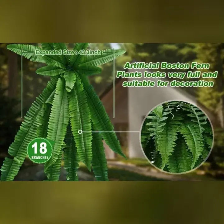 Realistic Green Fern Plant Bundle - Low Maintenance (18 Stems)