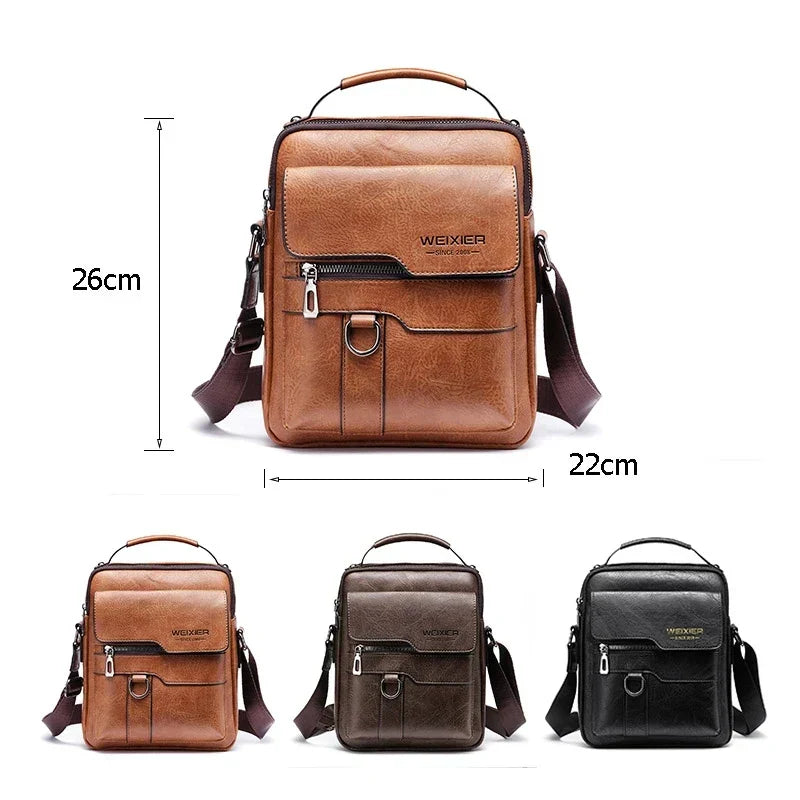 Classic Men's Real Leather Crossbody Bag