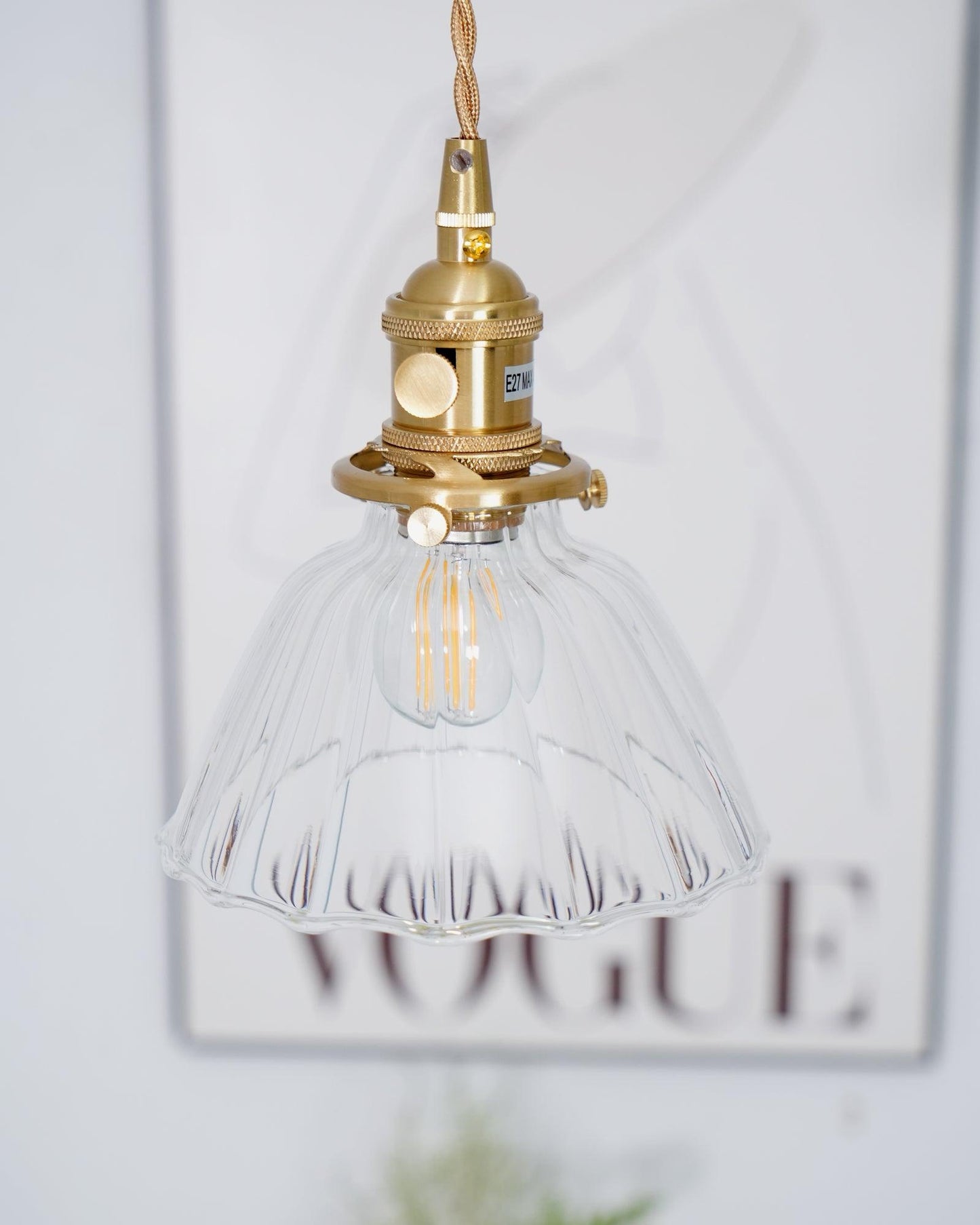 Sleek Brass Pendant Light Clear Glass Shade