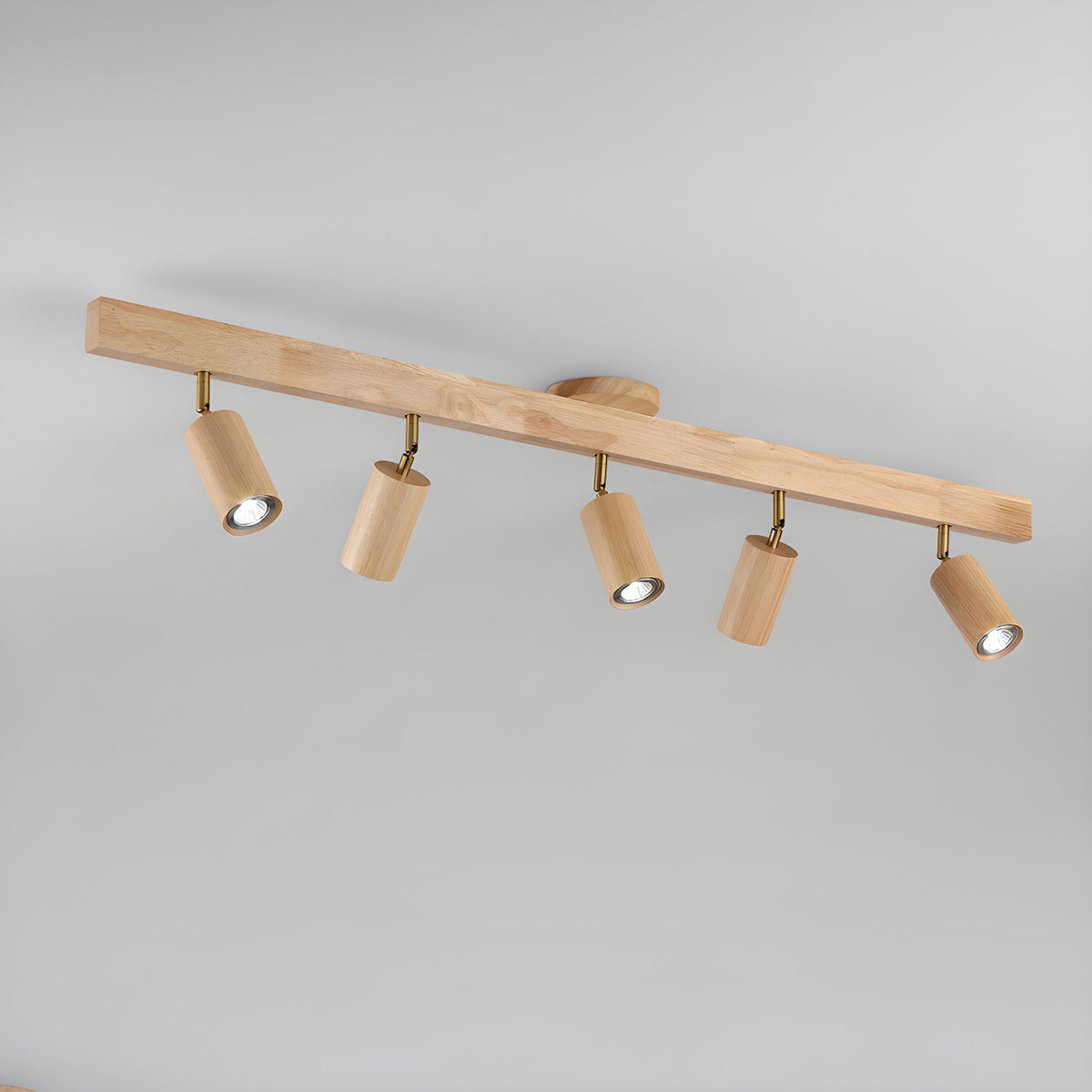 Rustic Wooden Ceiling Track Lighting 4 Light Fixtures
