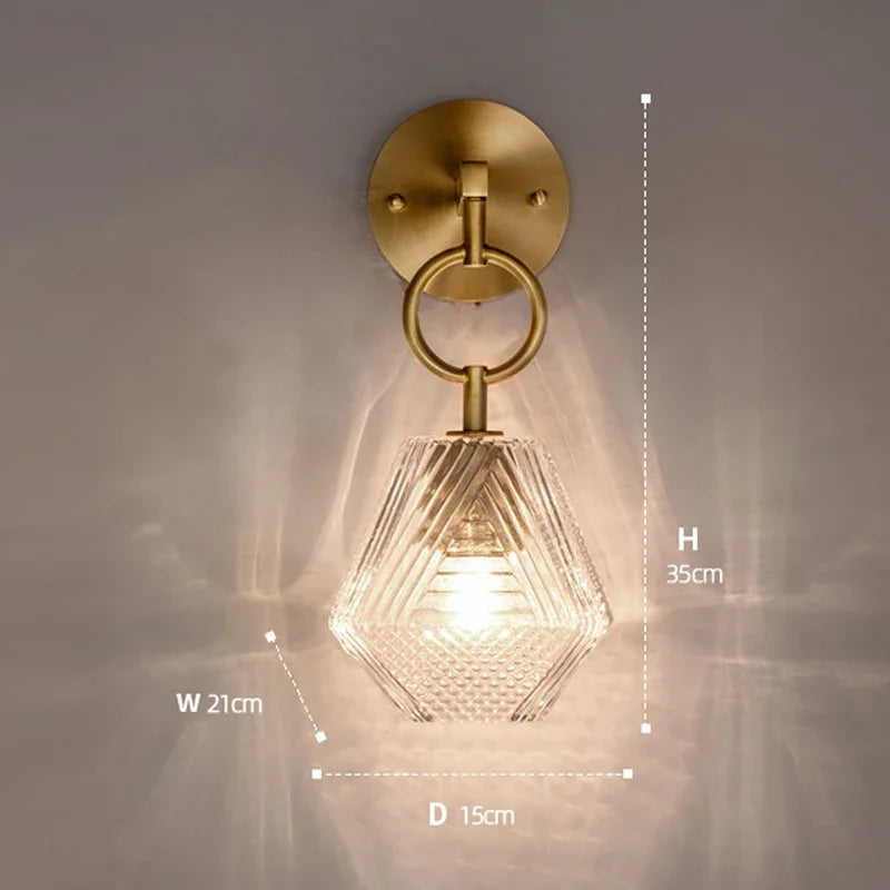 Classic Brass Glass Wall Light Fixture