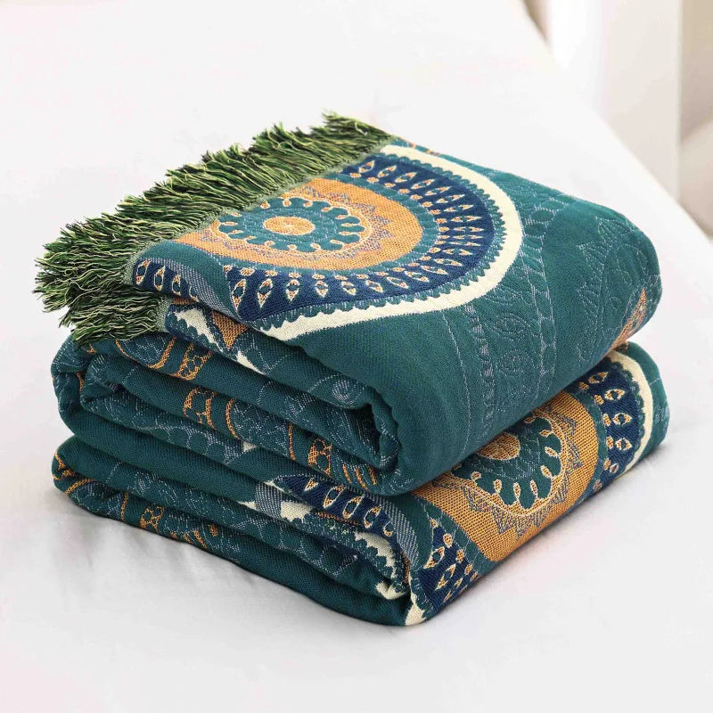 Moroccan Style Shag Rug with Colorful Tassels