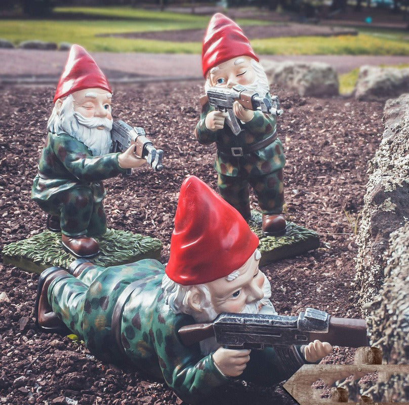 Tough Camo Yard Gnome Statue