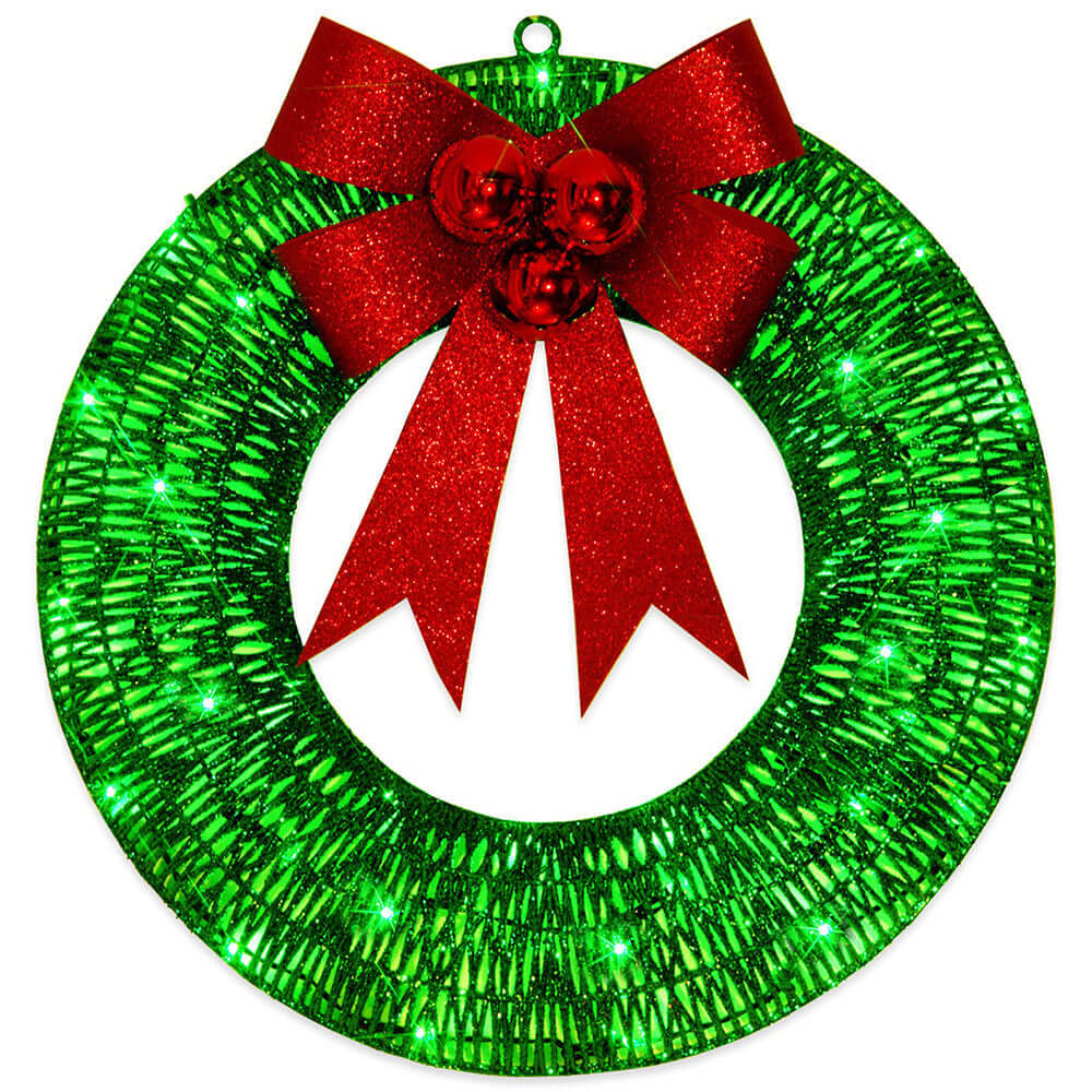 Festive LED Christmas Wreath with Large Bow Decor
