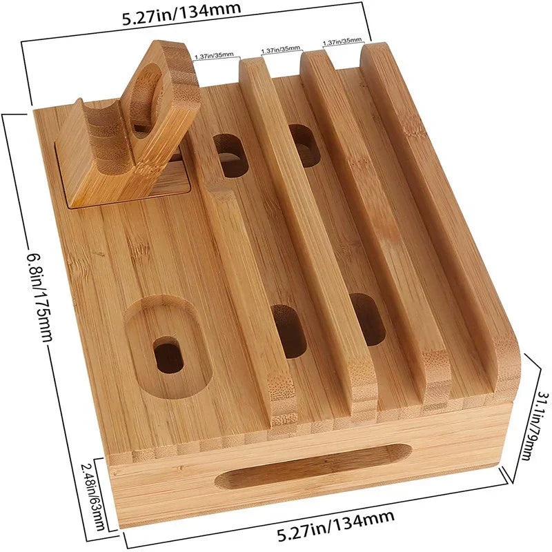 Natural Bamboo USB Hub Charger Organizer