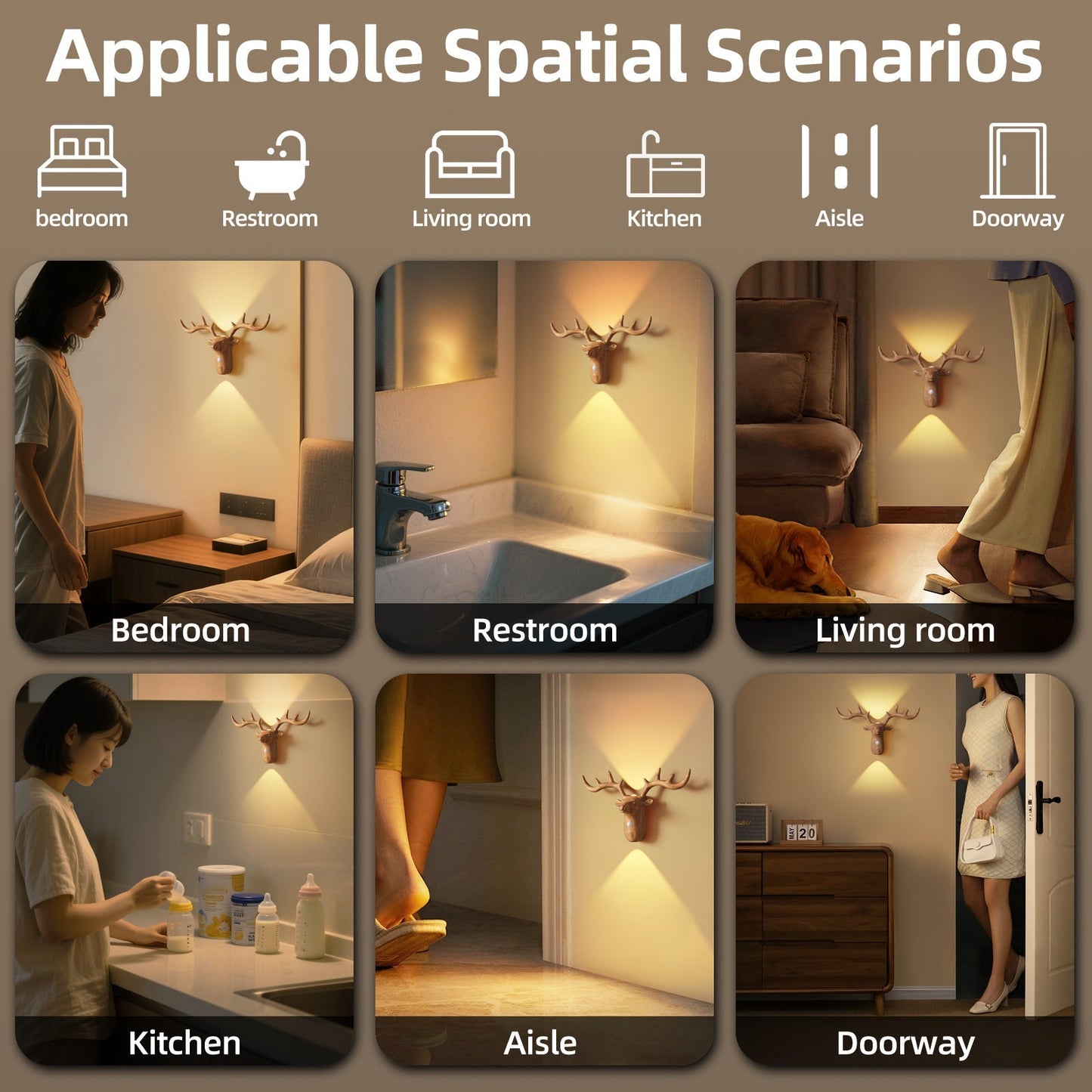 Smart LED Wireless Bedroom Wall Light with Motion Sensor