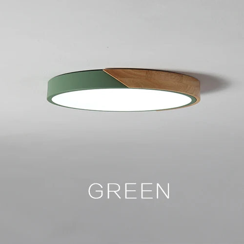 Slim LED Wooden Ceiling Lamp with Remote Control