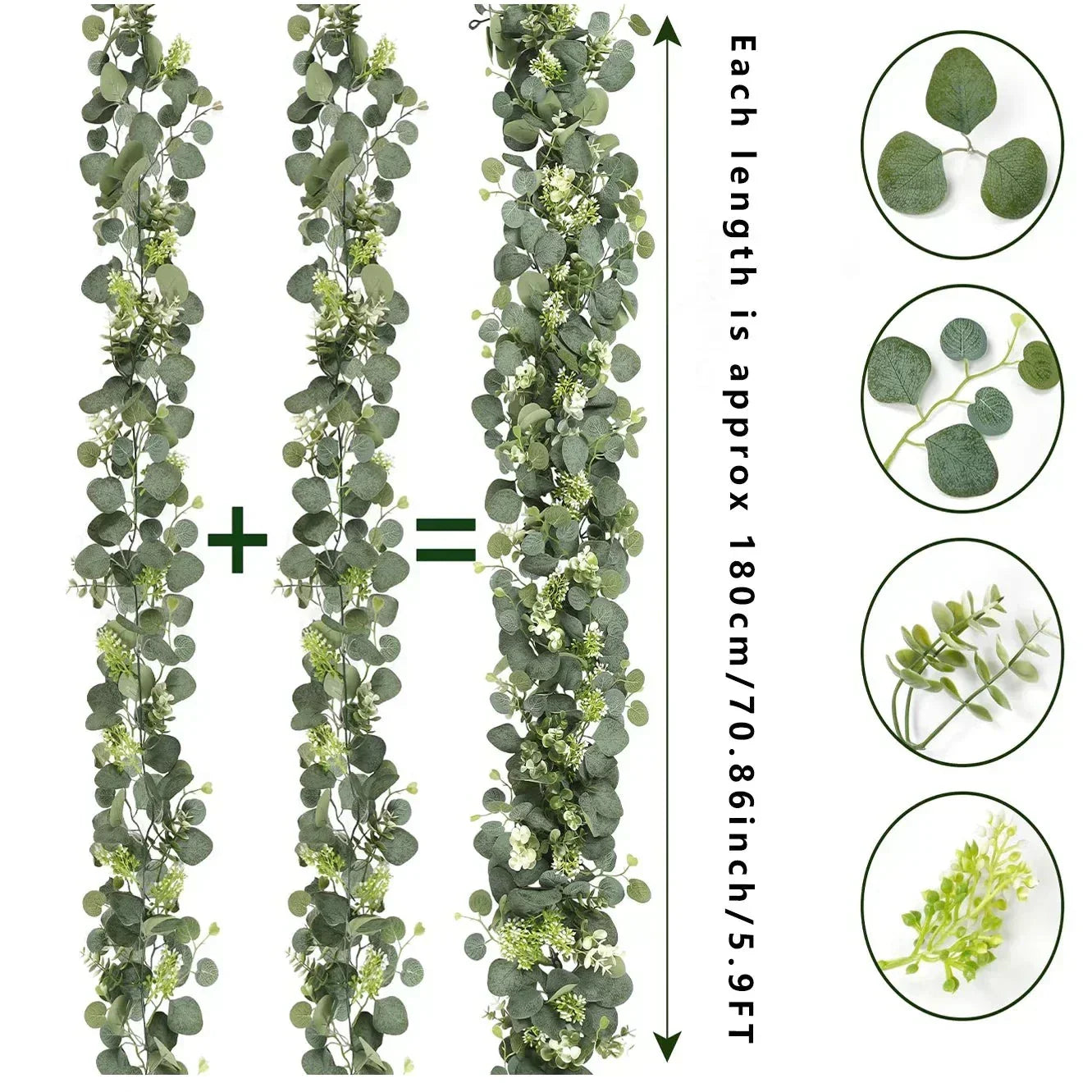 Fresh Green Artificial Eucalyptus Garland Set