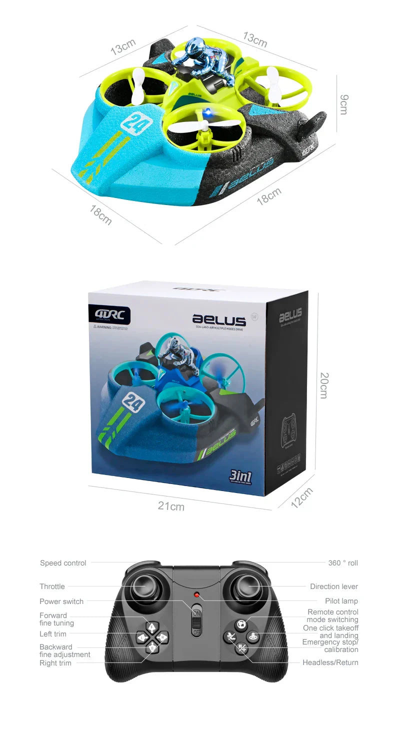 Remote Control 3 in 1 Amphibious Car Boat Toy