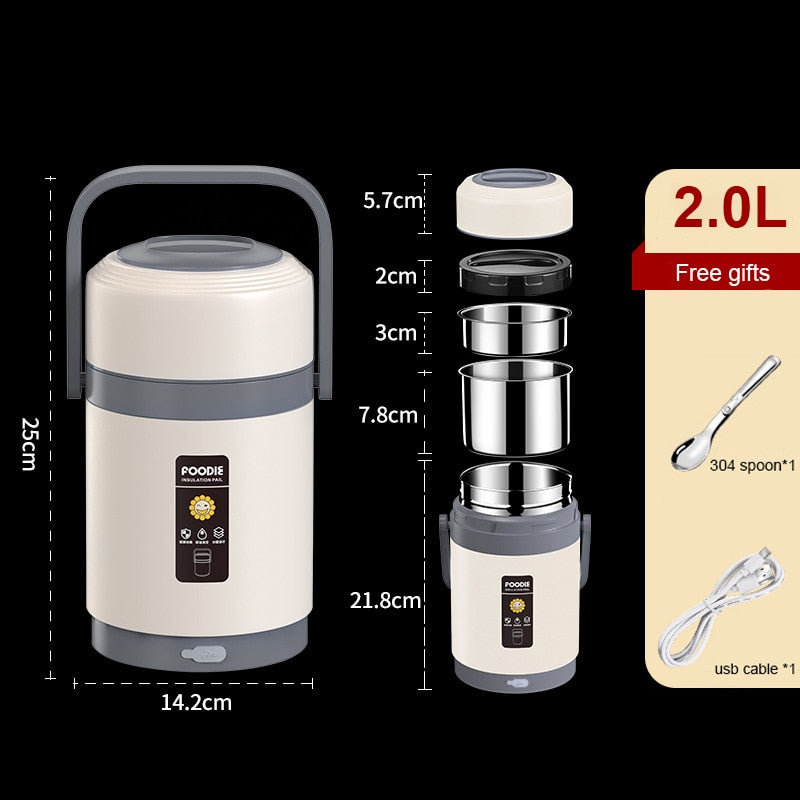 Insulated Thermal Lunch Box with USB Heater