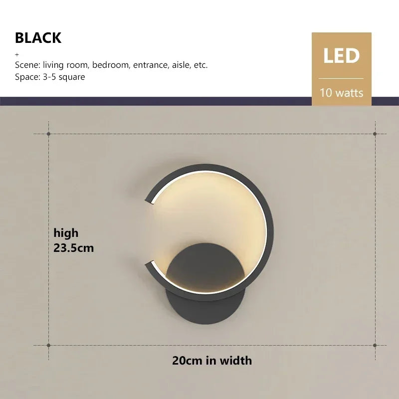 Simple LED Wall Light - Sleek Black White Gold Lamp
