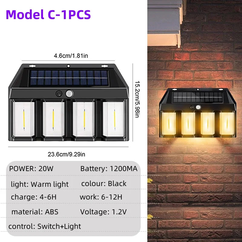 Outdoor LED Solar Powered Weatherproof Wall Light