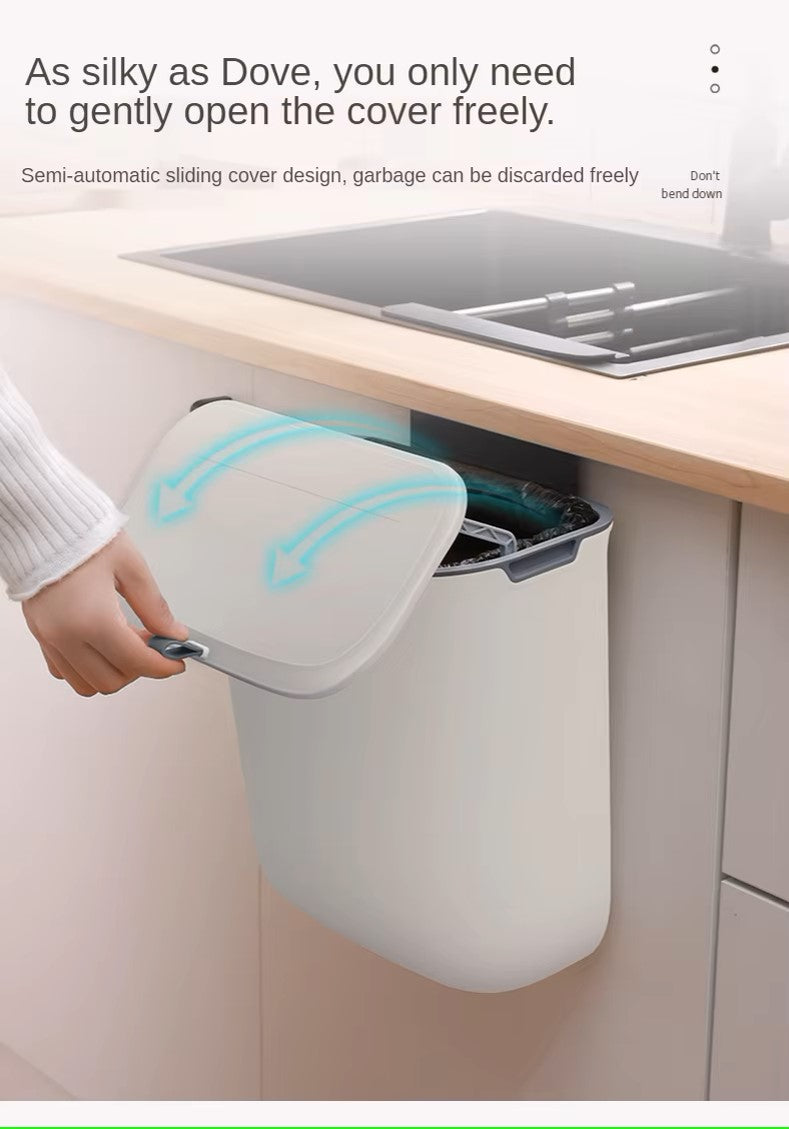 Space-Saving Kitchen Trash Can - Rotating Lid