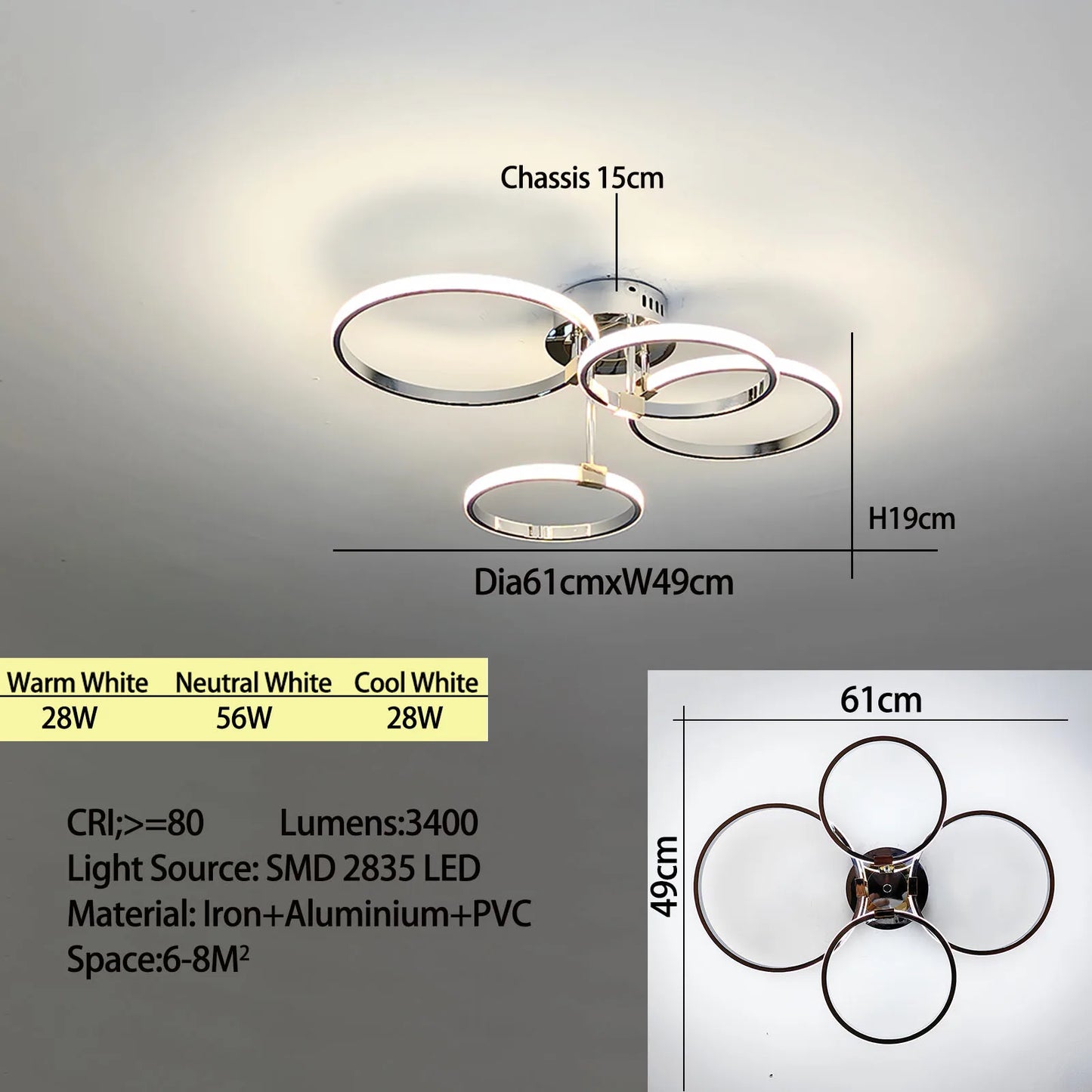 Stylish LED Chandelier Light with Remote Control