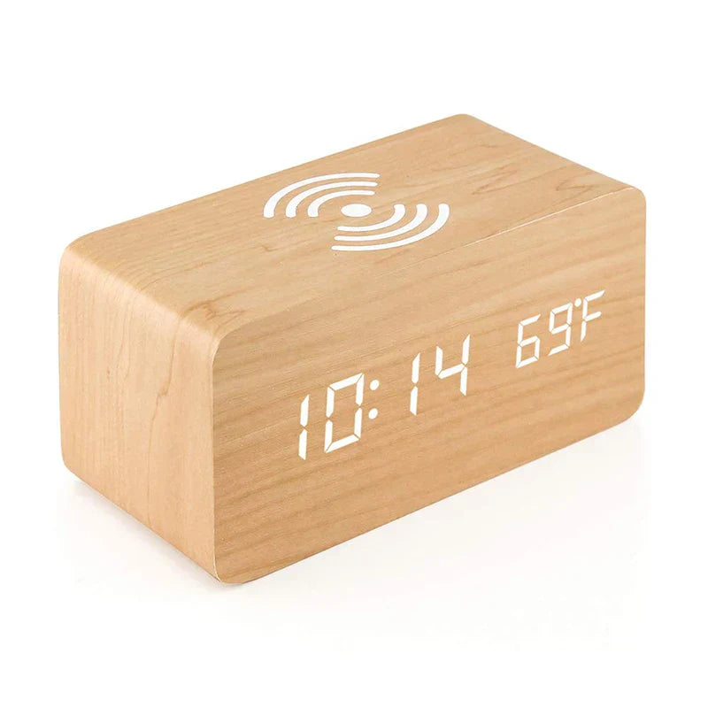 Simple LED Wood Clock with Wireless Charging