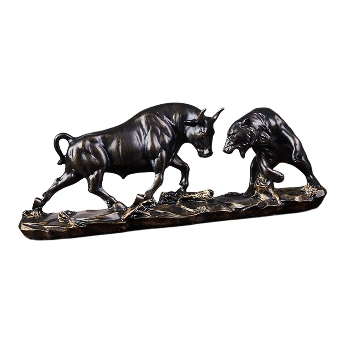 Lucky Bear and Bull Figurine Animal Statue Decor