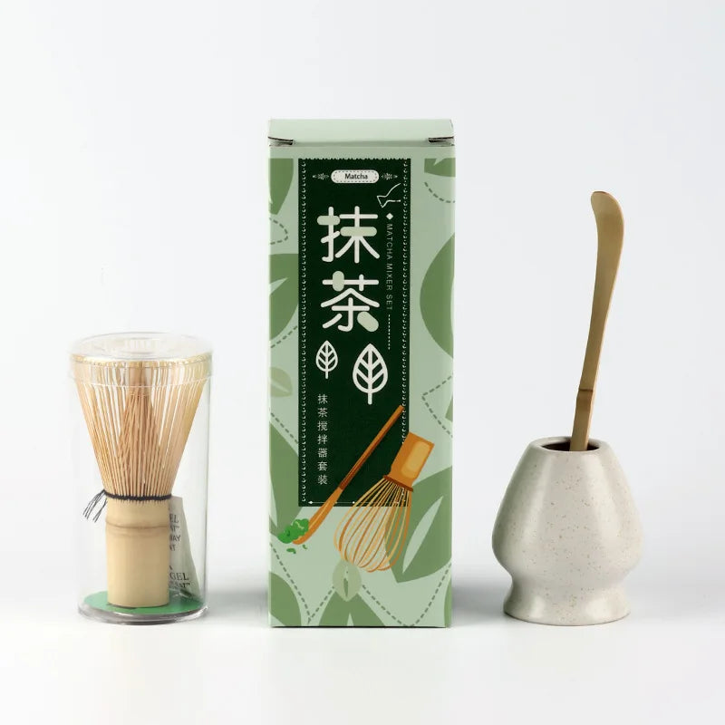 Natural Green Tea Whisk Set with Spoon