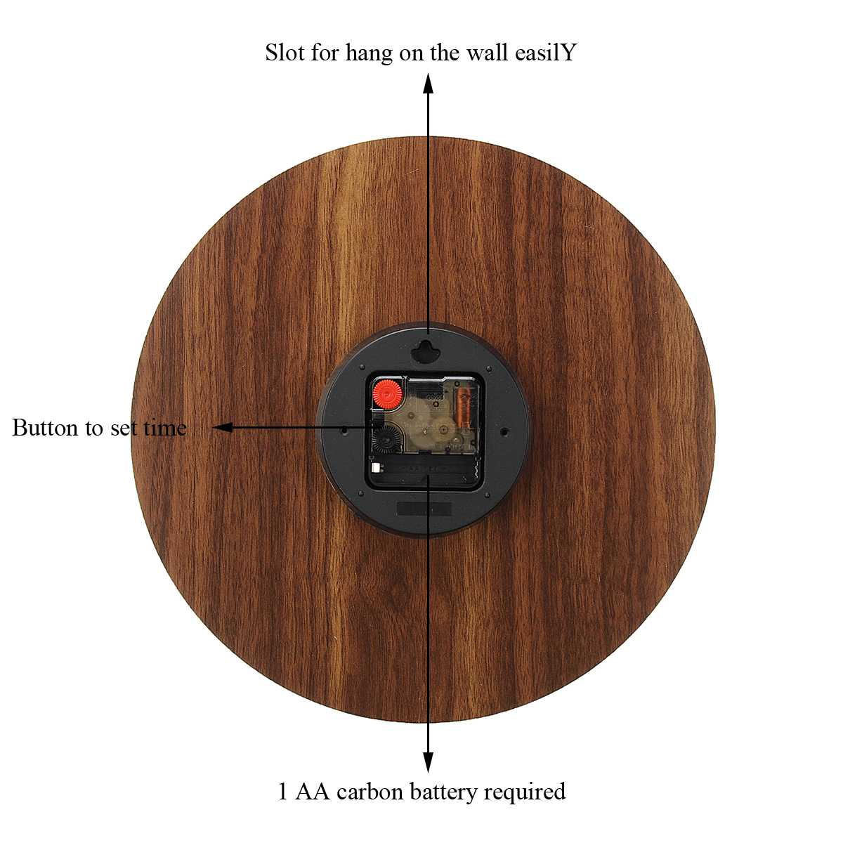 Quiet Wooden LED Wall Clock