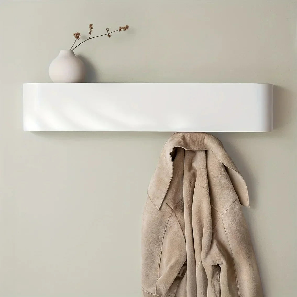 Space Saving Wall Mounted Coat Rack with Shelf and Hooks