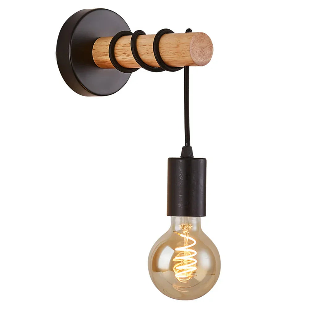 Simple Rustic Wooden LED Wall Lamp
