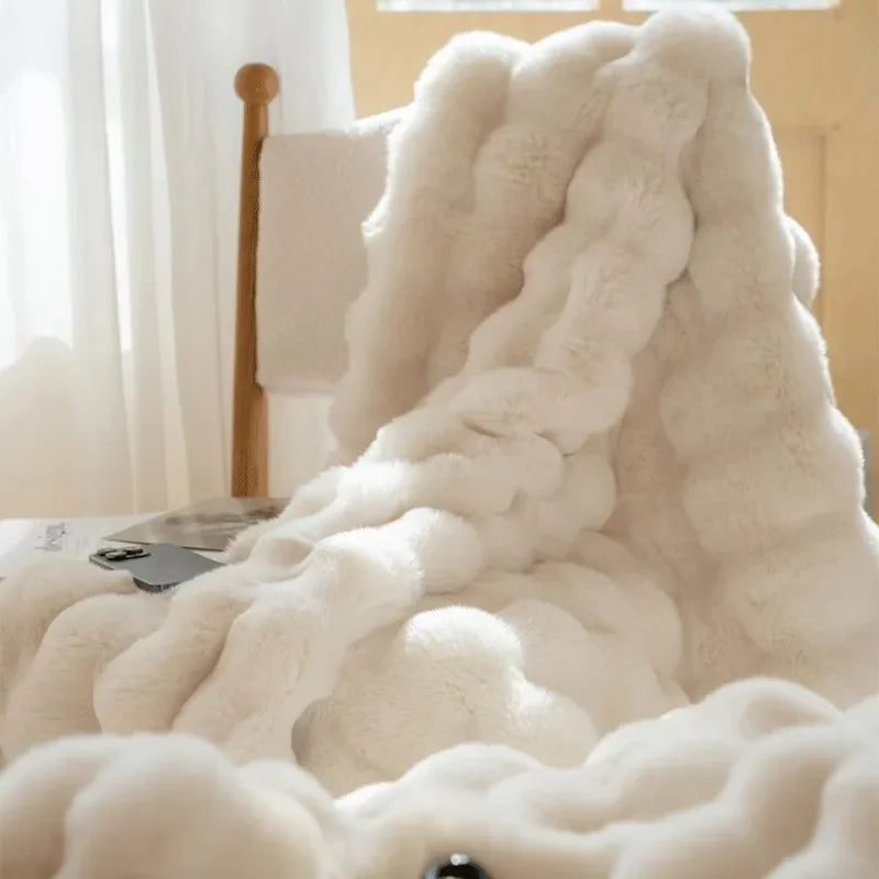 Plush Reversible Faux Fur Throw Blanket