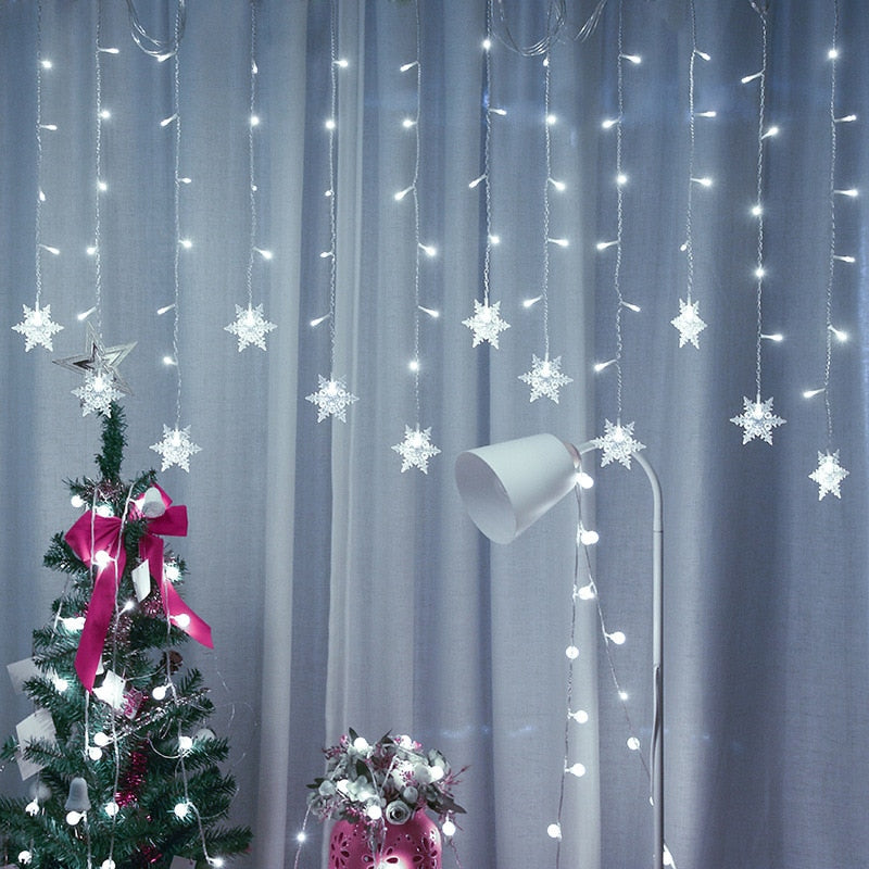 Colorful String Snowflake LED Lights