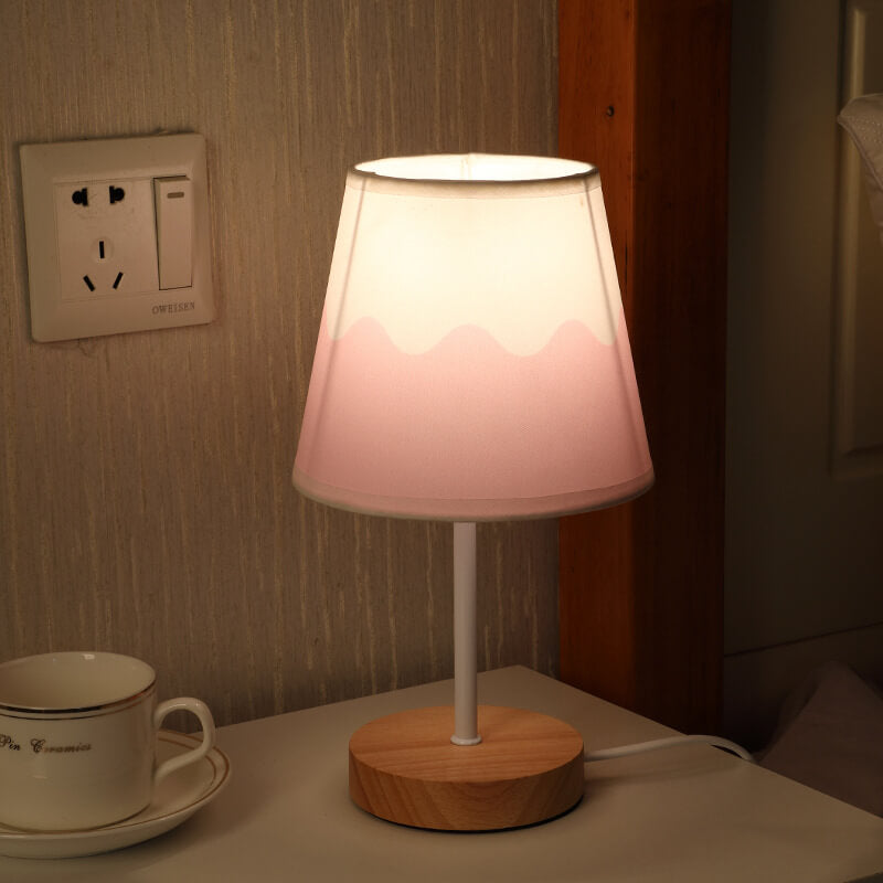 Rustic Wooden Cone Shape LED Desk Lamp