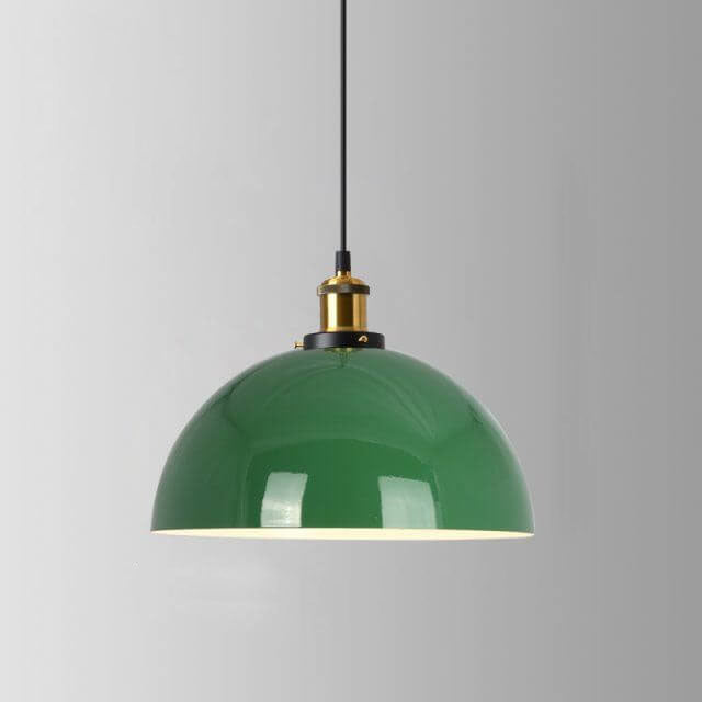 Vintage Metal Pendant Lamp Green Iron Shade