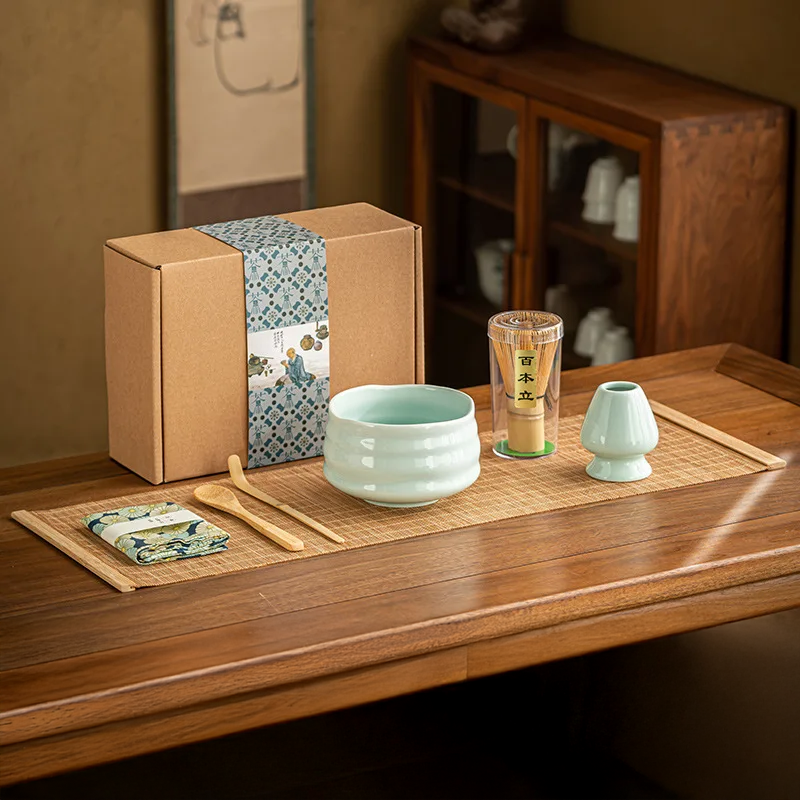 Green Tea 7-Piece Bamboo Ceramic Matcha Gift Set