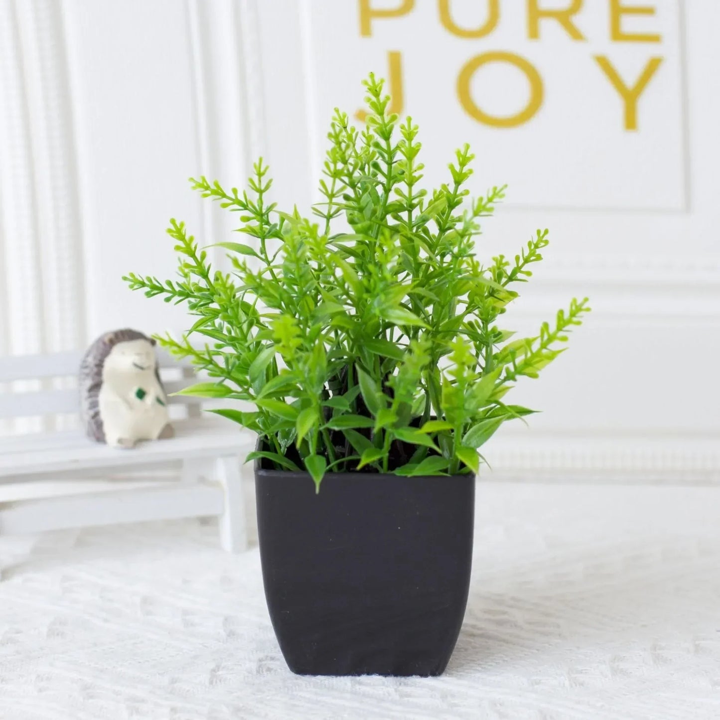 Small Fake Eucalyptus Plant in Black Pot
