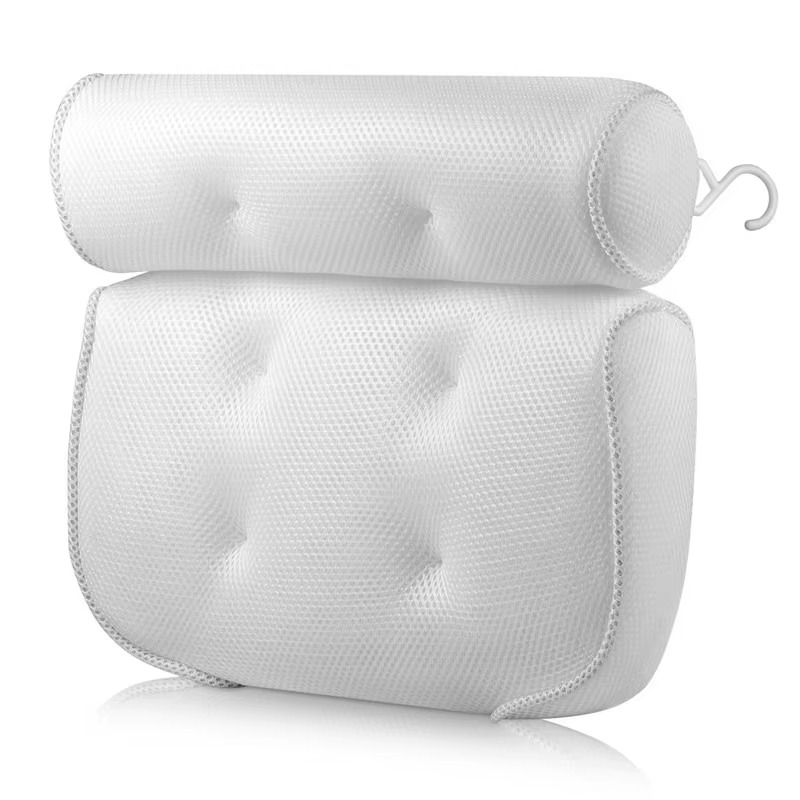 Plush Spa Bath Pillow with Breathable Mesh Support