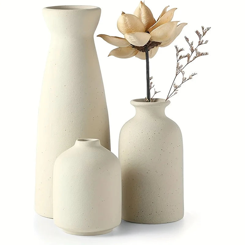 Beautiful Floral Glass Vase Set - 3 Piece