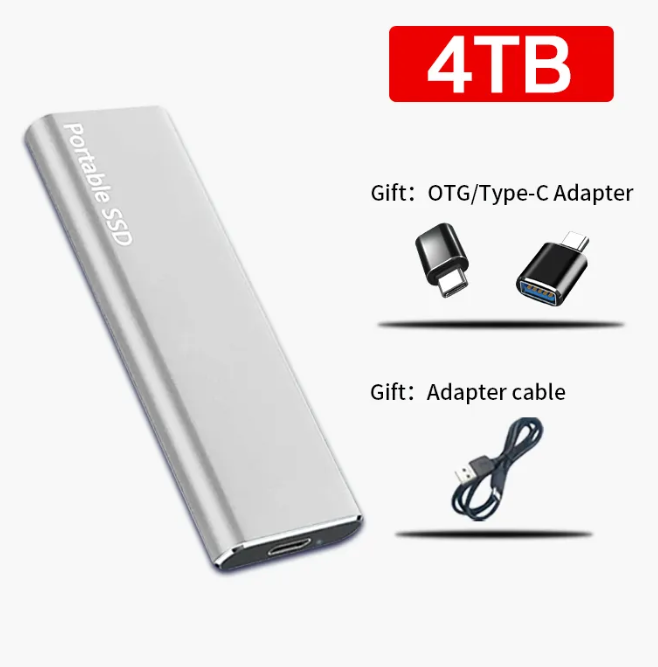 Compact 4TB USB-C External Hard Drive for PC Mac