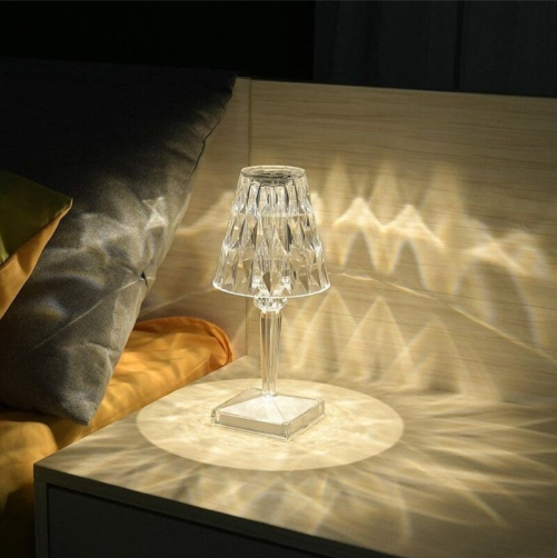Clear Glass Sparkle Desk Lamp