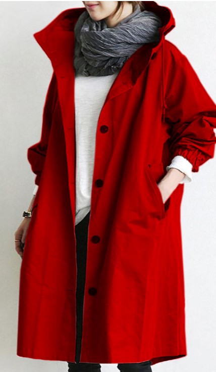 Waterproof Ladies Long Trench Coat with Hood