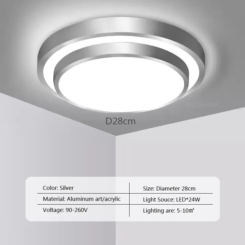 Stylish LED Ceiling Lamp - Round Aluminium Remote Control Light