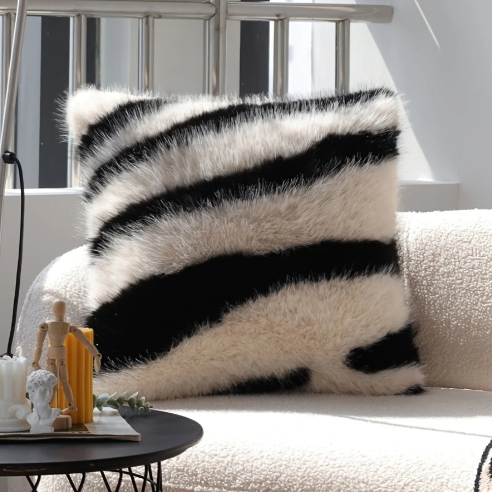 Colorful Fake Fur Pillow Cover – Plush Microfiber 18x18