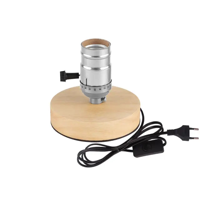 Vintage Wood Desk Lamp with Globe Shade