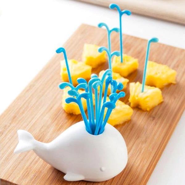 Colorful Whale Food Picks Set