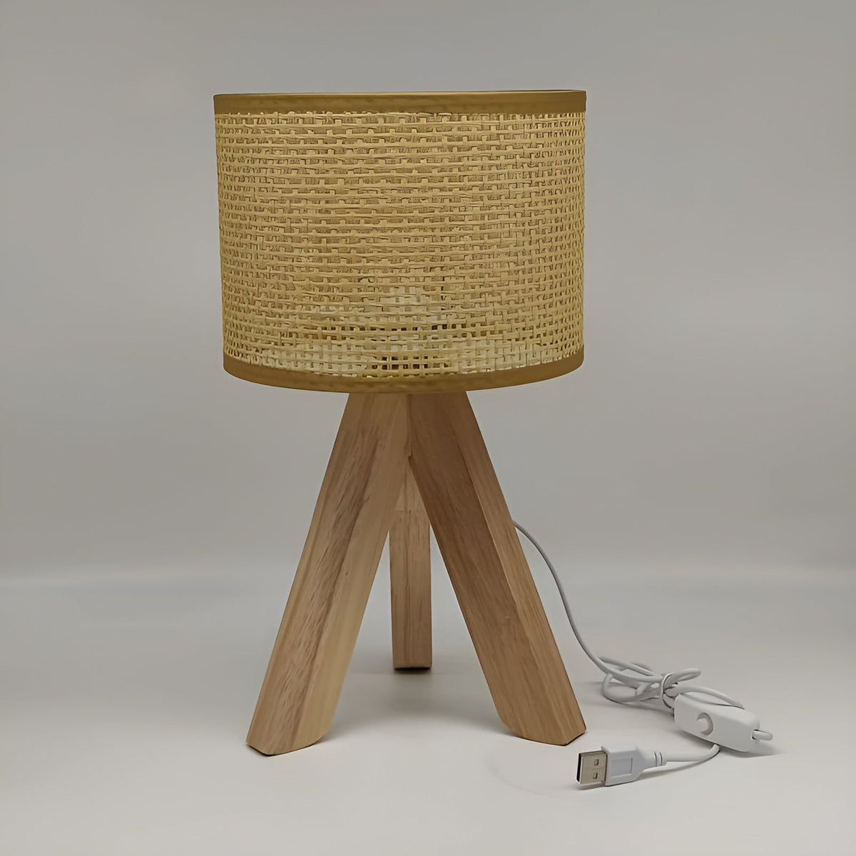 Eco Friendly Woven Rattan Table Lamp with USB and LED