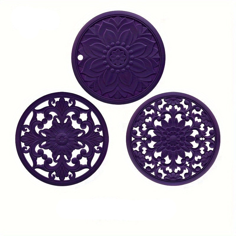 Heat Resistant Silicone Mats Set of 3 Non Slip 16cm