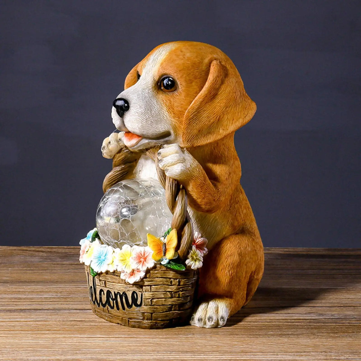 Outdoor Solar LED Dog Statue
