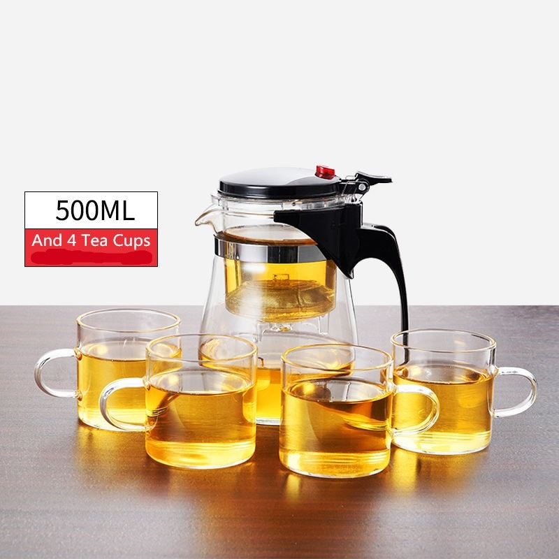 Durable Clear Glass Tea Infuser Teapot