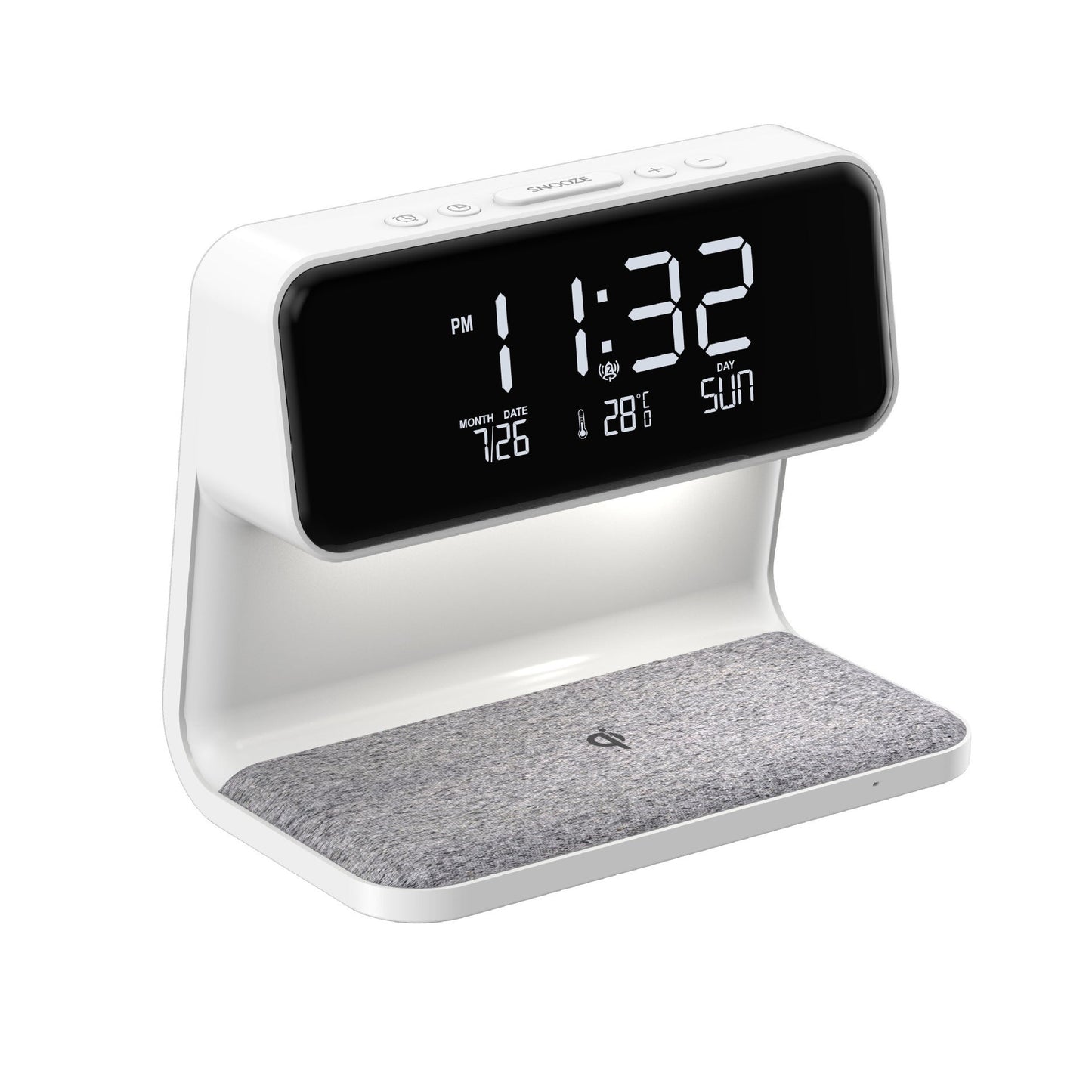 Compact Bedside Lamp with Wireless Charging & Alarm Clock