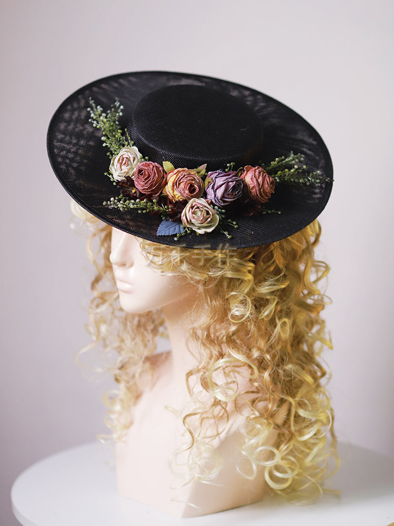 Vintage Floral Wide Brimmed Ladies Hat