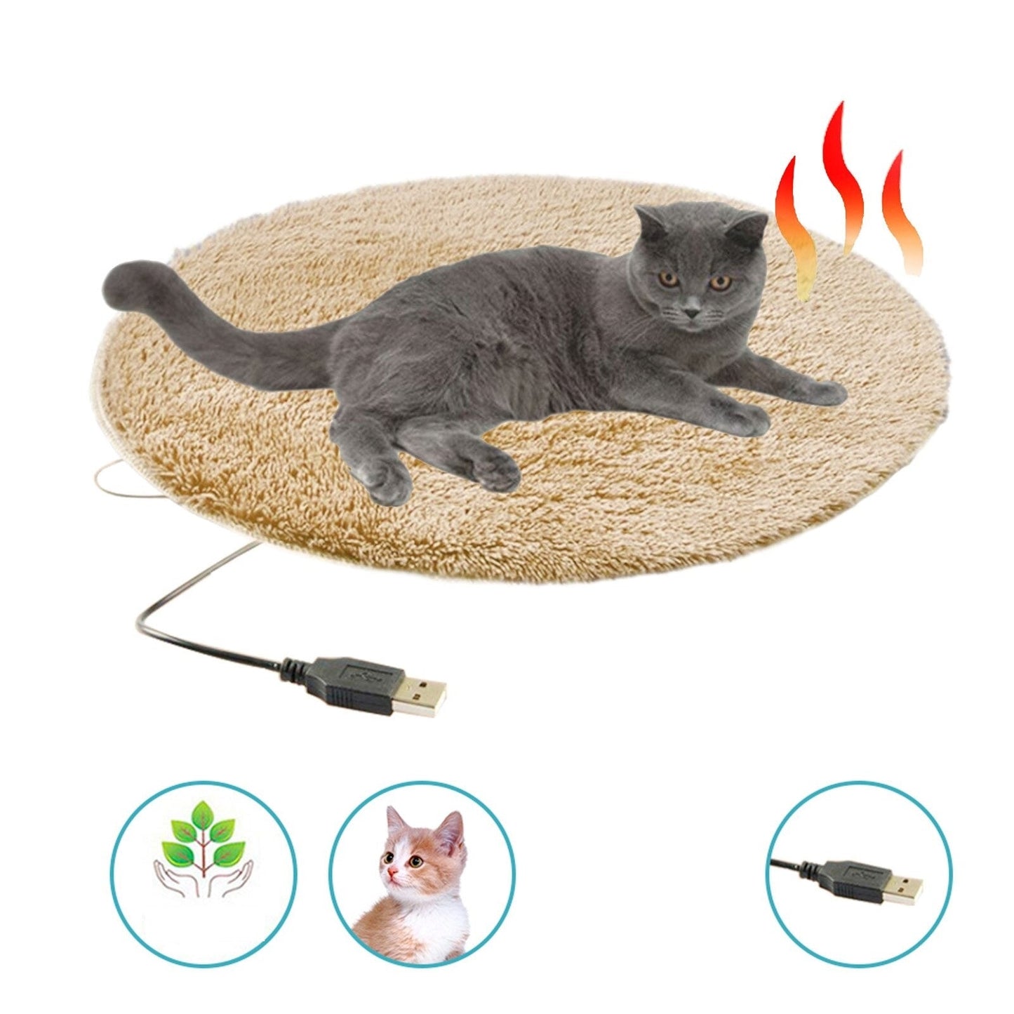 Warm Cozy Heated Cat Bed with USB Power